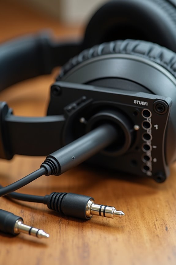 headphones connected to interface